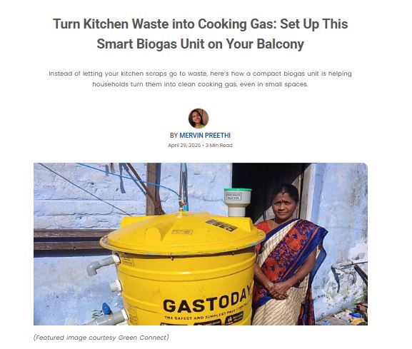 GASTODAY Featured in The Better India: A Proud Moment for Sustainable Innovation